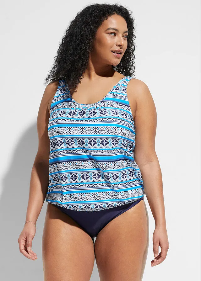 Tankini (2 piezas) Azul oscuro-turquesa-gris